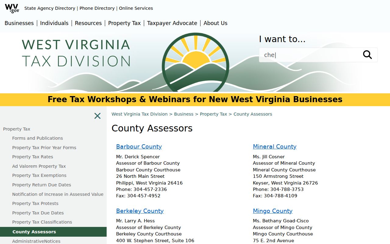 Current Taylor County property owner record contact for the county Assessor
